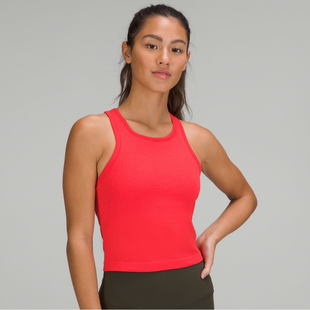 LULULEMON - Ebb to Street Cropped Racerback Tank Top - Carnation Red